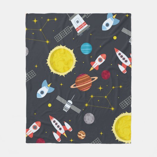 Couverture Polaire Rocket espace globe solaire système et planète cos (Devant)