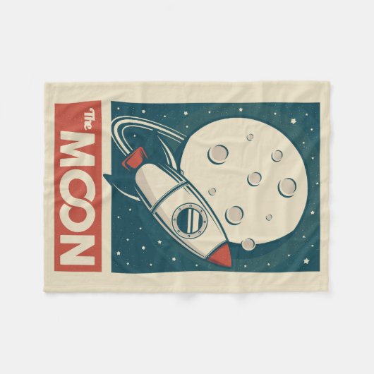 Couverture Polaire Rocket Moon Retro Galaxy  (Devant (Horizontal))