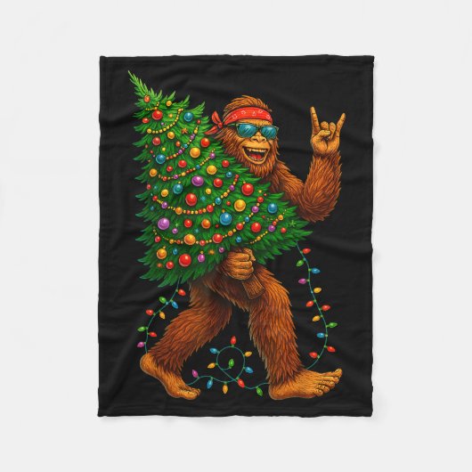 Couverture Polaire Rockin Christmas Bigfoot Carrying Tree Fun Xmas Ro (Devant)
