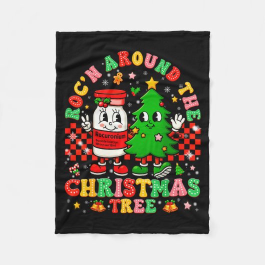 Couverture Polaire Rocn Around The Christmas Tree Nurse Icu Pjs Xmas  (Devant)