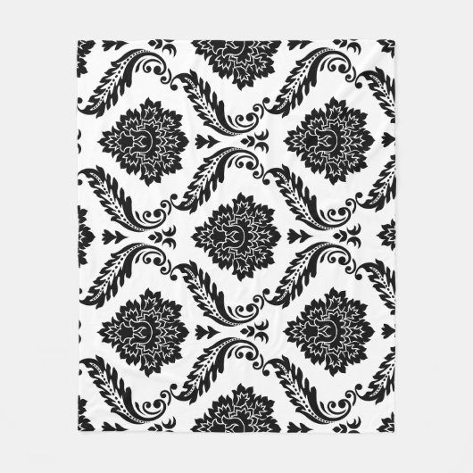 Couverture Polaire Rococo Damask Lg Pattern Black on White (Devant)