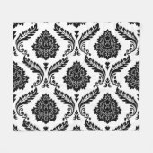 Couverture Polaire Rococo Damask Lg Pattern Black on White (Devant (Horizontal))