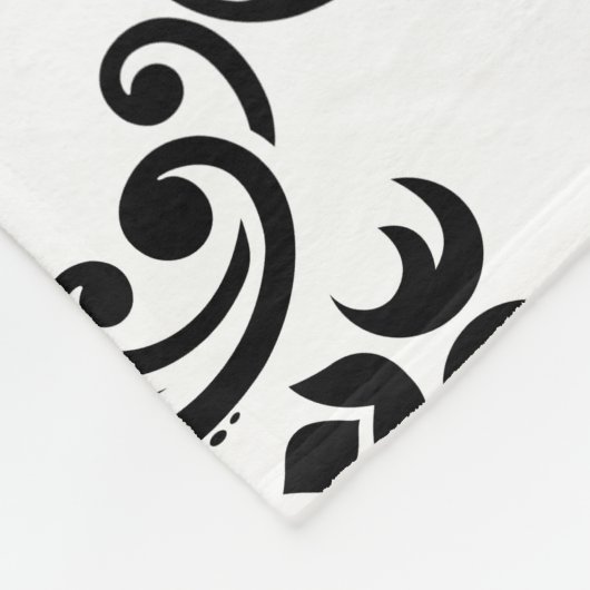 Couverture Polaire Rococo Damask Lg Pattern Black on White (Coin)