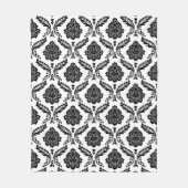 Couverture Polaire Rococo Damask Pattern Black on White (Devant)