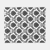 Couverture Polaire Rococo Damask Pattern Black on White (Devant (Horizontal))