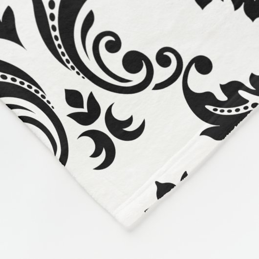 Couverture Polaire Rococo Damask Pattern Black on White (Coin)