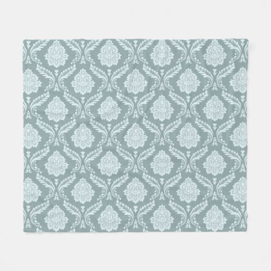 Couverture Polaire Rococo Damask Pattern Duck Egg Blue+Teal (Devant (Horizontal))