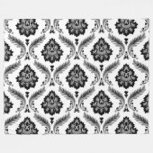 Couverture Polaire Rococo Damask Pattern Grey Black White (Devant (Horizontal))