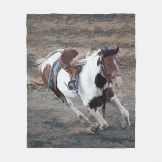 Couverture Polaire Rodeo Bucking Pinto Bronco (Devant)