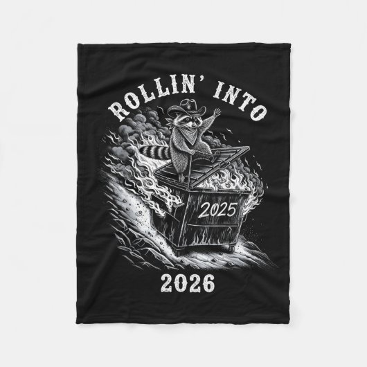 Couverture Polaire Rollin' Into 2026 Funny Cowboy Raccoon Happy New Y (Devant)