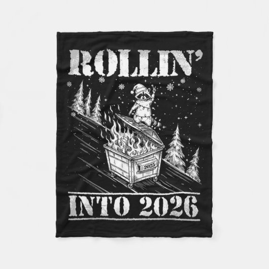 Couverture Polaire Rollin' Into 2026 Funny Raccoon Dumpster Fire Art (Devant)