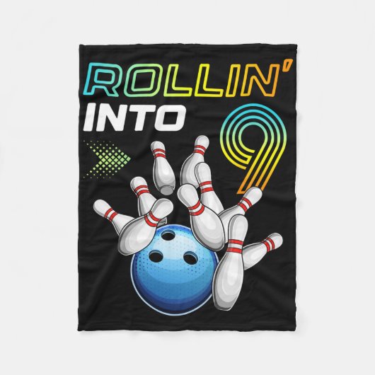 Couverture Polaire Rollin Into 9 Retro Bowling Birthday Party 9th Bir (Devant)