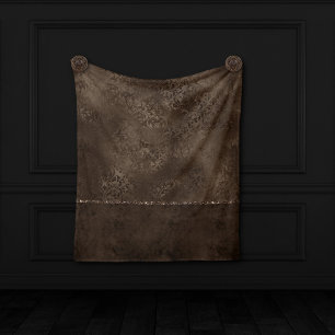 Couverture Polaire Romance en bronze de minuit Satiny Grunge Damask