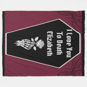 Couverture Polaire Romance gothique foncée Je t'aime à mourir Squelet (Devant (Horizontal))