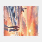 Couverture Polaire Romantic Coastal Sunset Lighthouse Walk (Devant (Horizontal))