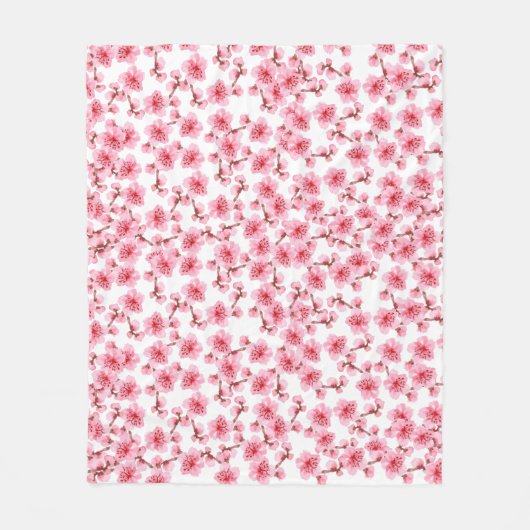 Couverture Polaire Romantic pink Cherry blosson (Devant)