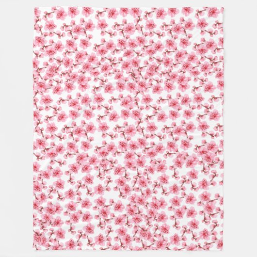 Couverture Polaire Romantic pink Cherry blosson (Devant)