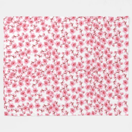 Couverture Polaire Romantic pink Cherry blosson (Devant (Horizontal))