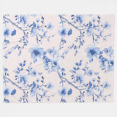 Couverture Polaire Romantique bleu bleu floral (Devant (Horizontal))