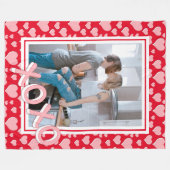 Couverture Polaire Romantique Coeurs roses XOXO Photo (Devant (Horizontal))