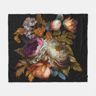 Couverture Polaire Romantique Dramatique "Vieux Monde" Floral