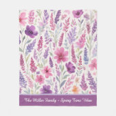 Couverture Polaire Romantique lila rose pastel Botanique prés de prin (Devant)