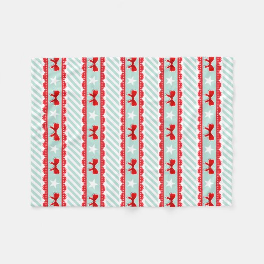 Couverture Polaire Romantique Noël Red Mint Stripes Motif (Devant (Horizontal))