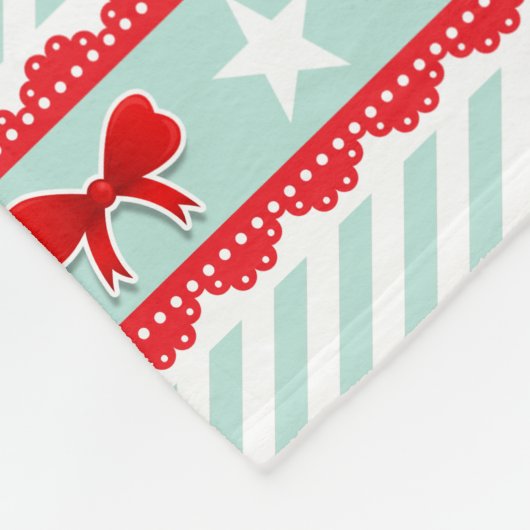 Couverture Polaire Romantique Noël Red Mint Stripes Motif (Coin)