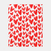 Couverture Polaire Romantique Red Love Hearts Motif Saint Valentin (Devant)