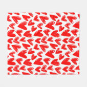 Couverture Polaire Romantique Red Love Hearts Motif Saint Valentin (Devant (Horizontal))