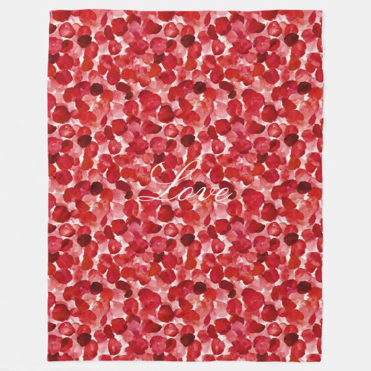 Couverture Polaire Romantique Rose Rouge Petals Floral Amour (Devant)