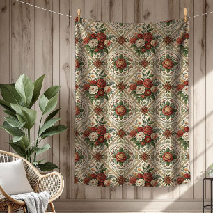 Couverture Polaire Romantique Shabby Chic Thailler Roses et carreaux