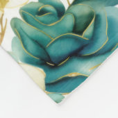 Couverture Polaire Romantique Turquoise Green Cream Rose Floral (Coin)