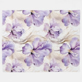 Couverture Polaire Romantique violet Iris Floral (Devant (Horizontal))