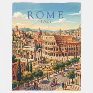 Couverture Polaire Rome Italie Colisée Voyage Art Vintage