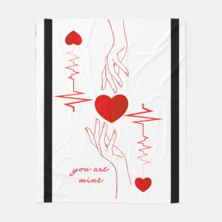Couverture Polaire Rompant "Tu es à moi" Dessin de Rythme Cardiaque F
