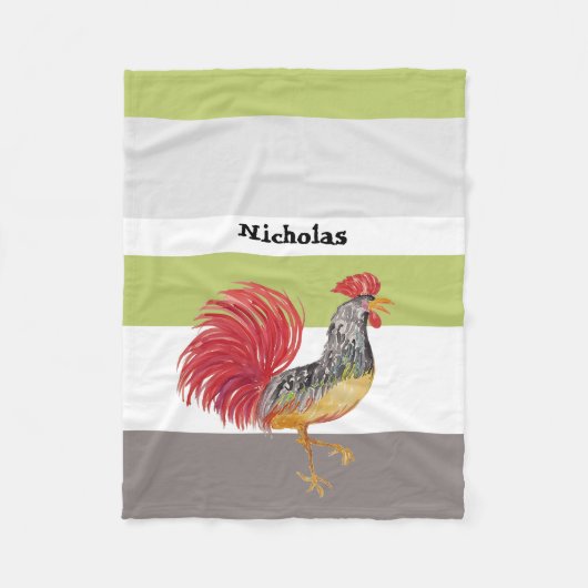 Couverture Polaire Rooster d'aquarelle de pays personnalisé (Devant)