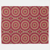 Couverture Polaire Rosaces Mandala Rouge Or Jaune (Devant (Horizontal))