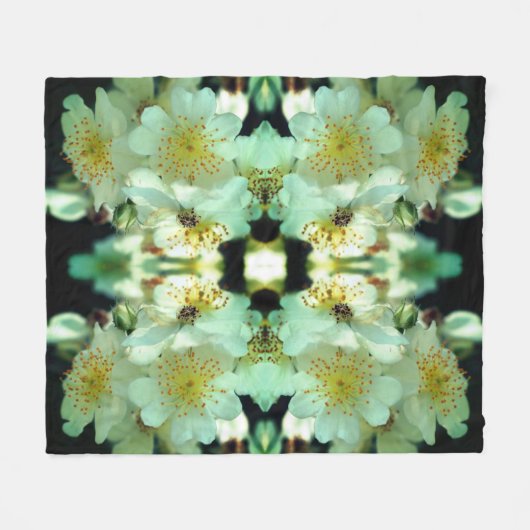 Couverture Polaire Rose à galets blancs sauvages (Devant (Horizontal))