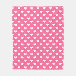 Couverture Polaire Rose Blanc amour Coeur Motif Design
