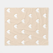 Couverture Polaire Rose blanc Beige mignon Motif de coeur simple (Devant (Horizontal))