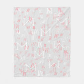 Couverture Polaire Rose/blanc moderne monogrammed gris (Devant)