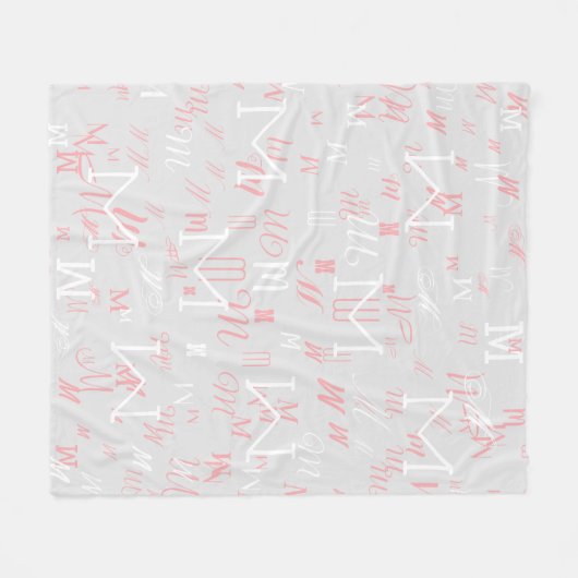 Couverture Polaire Rose/blanc moderne monogrammed gris (Devant (Horizontal))
