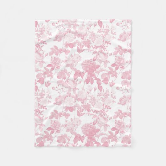Couverture Polaire Rose blanc rose Chinoiserie Motif (Devant)