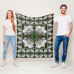 Couverture Polaire Rose blanche avec gouttes de pluie Abstraite
