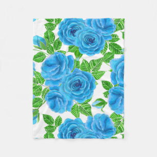 Couverture Polaire Rose bleu aquarelle motif transparent