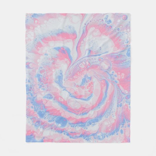 COUVERTURE POLAIRE ROSE BLEU ET BLANC PEINTURE ABSTRAITE (Devant)