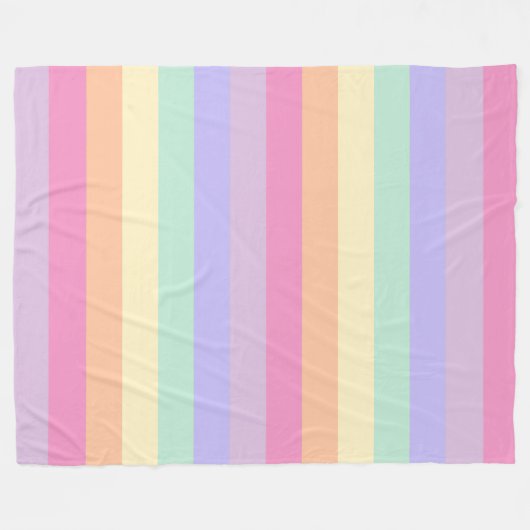 Couverture Polaire Rose bleu vert violet jaune orange rayé large (Devant (Horizontal))