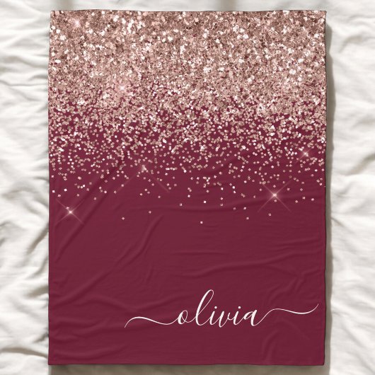 Couverture Polaire Rose Bourgogne Gold Blush Pink Parties scintillant