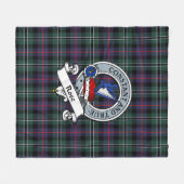 Couverture Polaire Rose Chasse Moderne Clan Badge Tartan Plaid (Devant (Horizontal))